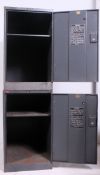 A set of 2 large factory industrial mid 20th cenutry  vintage Industrial lockers with internal