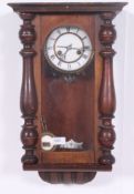An Edwardan mahogany cased vienna regulator wall clock,