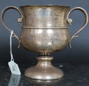A large heavy silver hallmarked twin handled trophy for the Bristol & District Dog Club  - The Lady