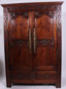 A stunning 19th century French Brittany Chestnut / oak armoire.