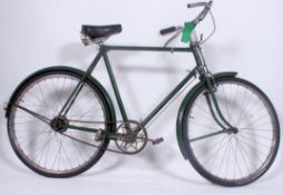 A fabulous vintage Gents green Roadster bicycle bike with stainless steel wheels, and 4 speed gears.