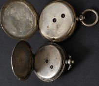 A silver hallmarked enamel faced Swiss movement pocket watch along with another continental 935