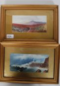 A pair of gilt framed and glazed water colours on paper the first being of a highland scene and the