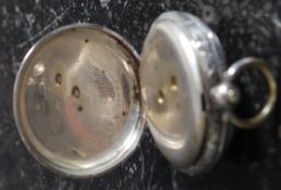 A continental SIlver cased ( stamped 800 ) enamel faced ladies pocket watch,