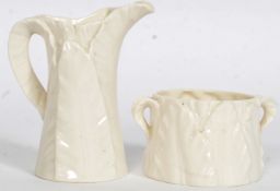 Royal Worcester leaf moulded creamer and sucrier stamps to base please see images.