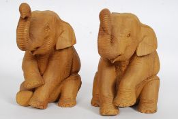 A pair of well carved Elephants,