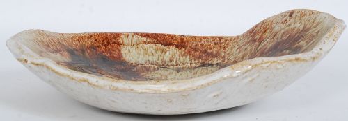 A 20th century studio pottery drip glaze fruit bowl having abstract design bearing unsigned W36cm