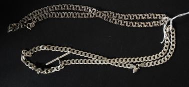 2 silver gentlemans kerb linked chains, one marked for Italy 925, the other hallmarked for 925.