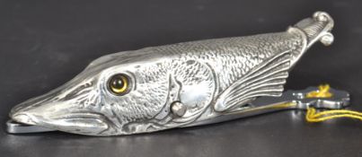 A contemporary silver plated paper clip / bookmark in the form of a fish 14cm long