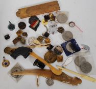 A parquetry work box containing rulers,