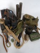 A pair of military issue high top Hob Knob boots, Military machete with crows foot,