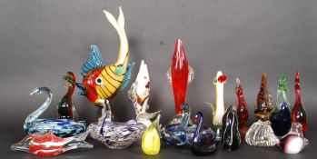 A collection of studio glass animals, mainly ducks to include Murano examples, fish, ducks,