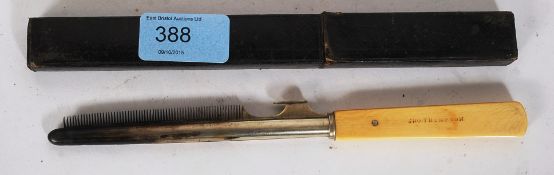 A cased 19th century Ivory handled medical comb instrument.