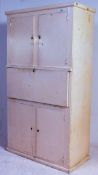 A vintage 1950`s painted kitchen larder cupboard with fall flap front with built in safe and