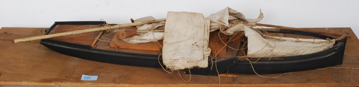 A scratch built Thames barge half hull model,