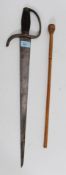 A weighted baton / priest / swagger stick along with a short left handed sword please see images