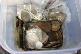 A collection of coins mainly British to include Victorian pennies, Georgian, 1935 Crown,