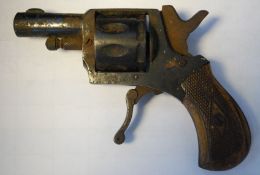 A vintage European revolver starting pistol, having a drop down trigger,