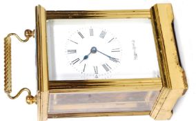 A 20th century Mappin & Webb carriage clock / timepiece - glazed all sides and top signed white