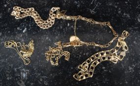 A collection of 9ct gold ladies bracelets to include 375 marked Italy linked bracelet,