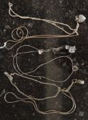 A collection of silver necklaces 925 / sterling marked to include heart pendant locket, stone set,