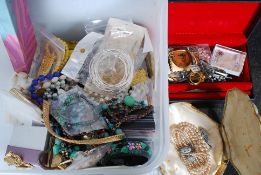 A collection of assorted costume jewellery to include beaded necklaces, bracelets,