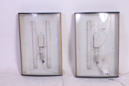 A pair of retro cinema foyer film cards / poster display cabinets,
