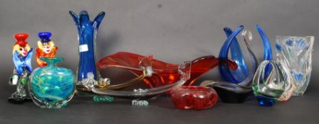 A collection of studio glass to include Mdina,