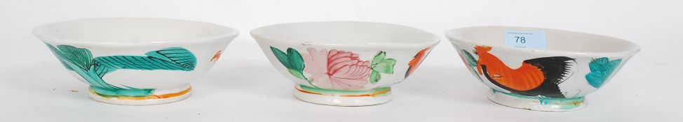A set of three believed 19th century Chinese oriental stoneware bowls,