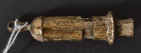 A gilded silver hallmarked whistle in the form of a twig. Birmingham hallmarks. weight 15.