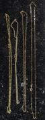 A collection of 4 9ct gold / 375 marked ladies necklaces.