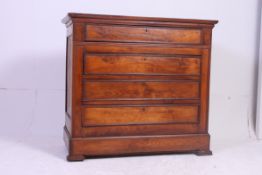 A 19th century French chestnut chest of drawers having bracket feet with a series of blind fronted