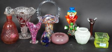 A collection of assorted studio glass to include Dartington Frank Thrower art vase,