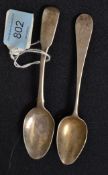 2 silver hallmarked teaspoons. One for Solomon Hougham ? London date  letter a 1816, weight 16.7g.