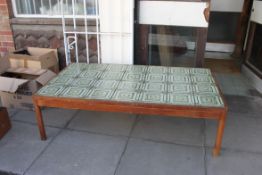 A large 1970's Danish teak and tile top oversized coffee table by Trioh.