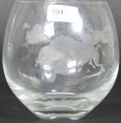 A Caithness glass crystal decorative bowl, with etched Buffalo design,