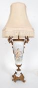 A 18th century Sevres ? ceramic handpainted vase  ( converted to lamp ) having blue crossed double