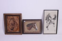 A 20th century Chinese print of a horse with signature,