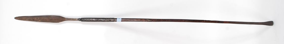 An African Assagai spear, double edged blade,