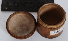 A vintage maucheline ware string box together with a vintage Rownson Drew & Co makers plate - Upper