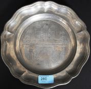 An original pewter Carlsberg Lager advertising plate / tray stamped to reverse 'Irish Pewter'