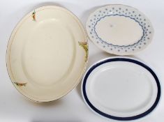 Three graduating meat platters of different design to include an Art Deco platter by Wilkinsons,