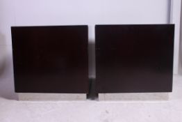 A pair of laquered rosewood / teak and chrome pedestals.
