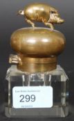 20th century brass topped inkwell,
