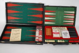 An original Las Vegas made O'Sheas casino chip set, along with a vintage cased backgammon set.