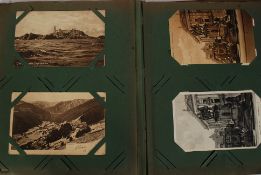 POSTCARDS; A postcard album filled with vintage postcards to include Ireland, street views,