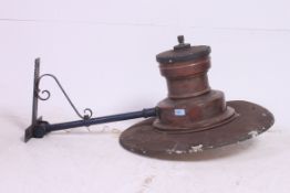 A large  vintage Industrial large Sugg ? Railway Platform Lamp having copper surround being set on