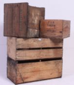 A collection of vintage fruit and advertising crates to include Jaffa,