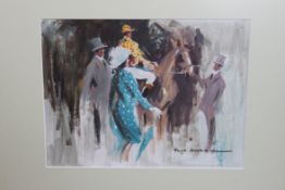 Duffield, Frank. 1901 - 1982. c1970 oil painting. ' After The Race ' depicting a horse and jockey.