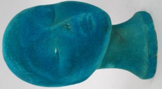 A vintage 20th century turquoise velvet / velour shop display head - tailors mannequin - dummy